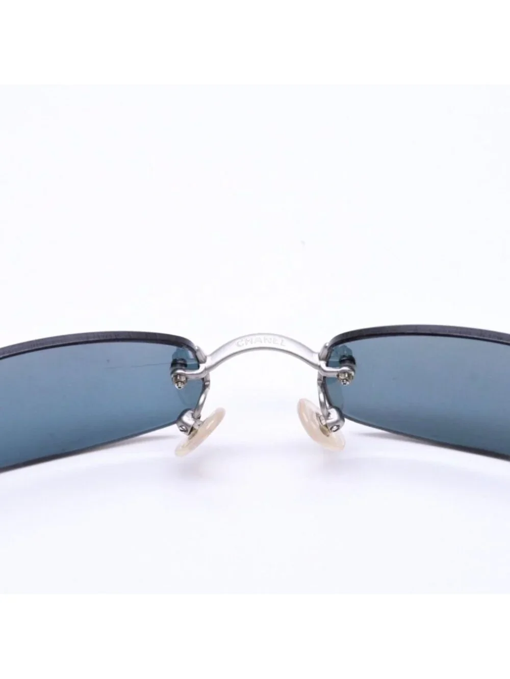 Chanel Rimless Sunglasses Eyewear CC Logo Silver Black